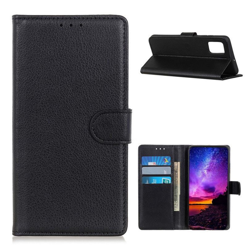 Etui Folio Xiaomi Poco M3 Czerwony Czarny Liczi Teksturowane Etui Ochronne