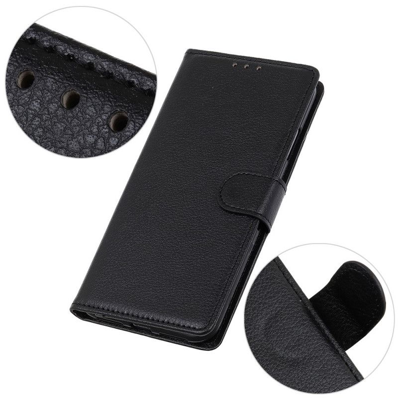 Etui Folio Xiaomi Poco M3 Czerwony Czarny Liczi Teksturowane Etui Ochronne