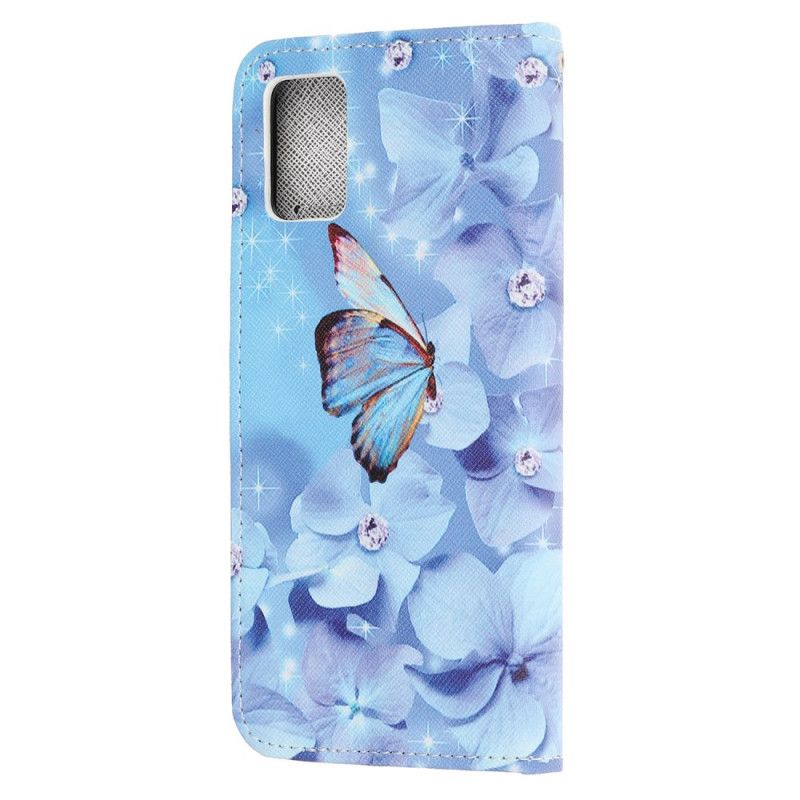 Etui Folio Xiaomi Poco M3 Diamentowe Motyle Ze Stringami