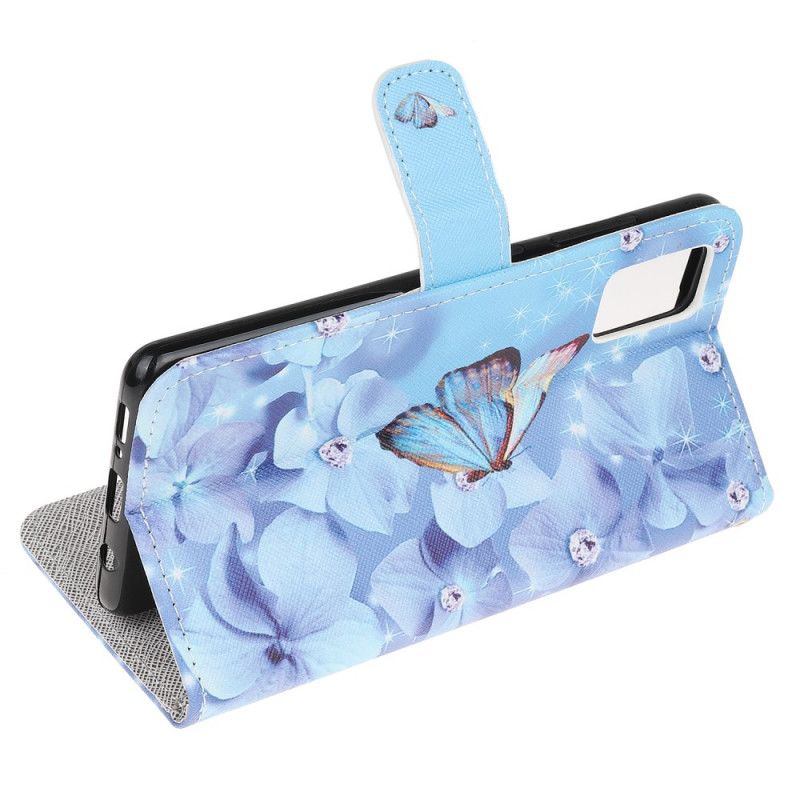 Etui Folio Xiaomi Poco M3 Diamentowe Motyle Ze Stringami