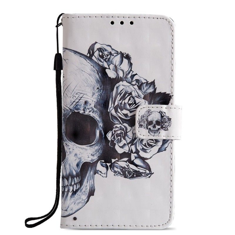 Etui Folio Huawei P20 3D Kwiat Czaszki