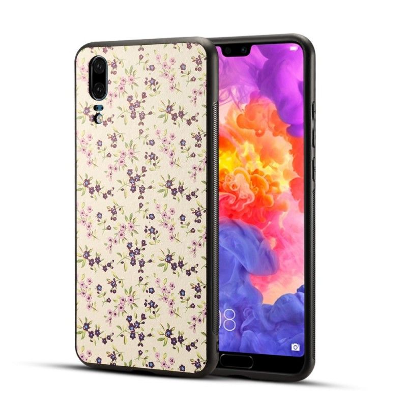 Etui Huawei P20 Fiolet Magenta Kwiaty Liberty Ze Sztucznej Skóry Etui Ochronne