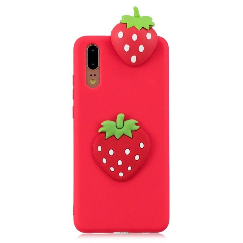 Futerały Huawei P20 Etui na Telefon 3D Truskawka