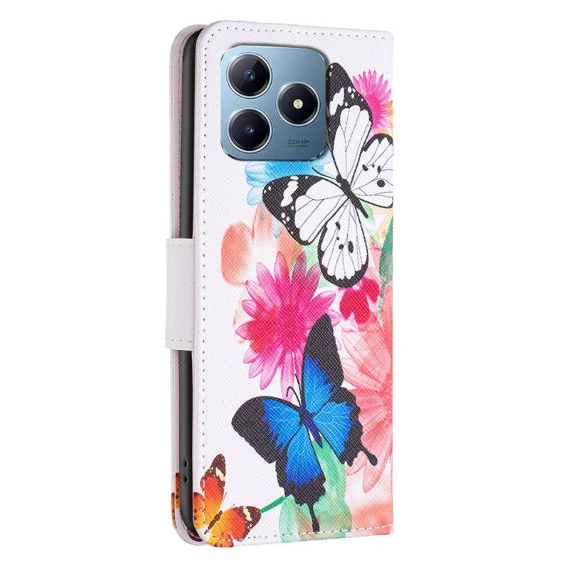 Etui Folio Realme Note 60x Motyle W Akwarele