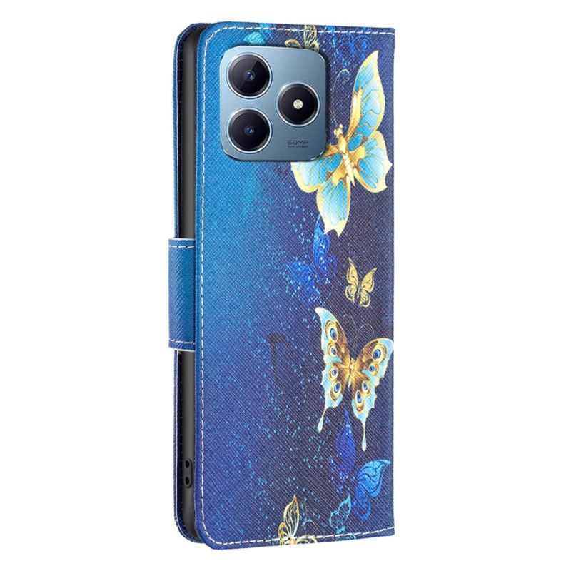 Etui Folio Realme Note 60x Złote Motyle