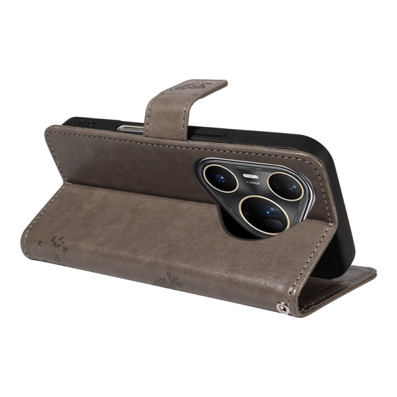 Skórzany Futerał Huawei Pura 80 Ultra Etui Na Telefon Kot I Drzewo