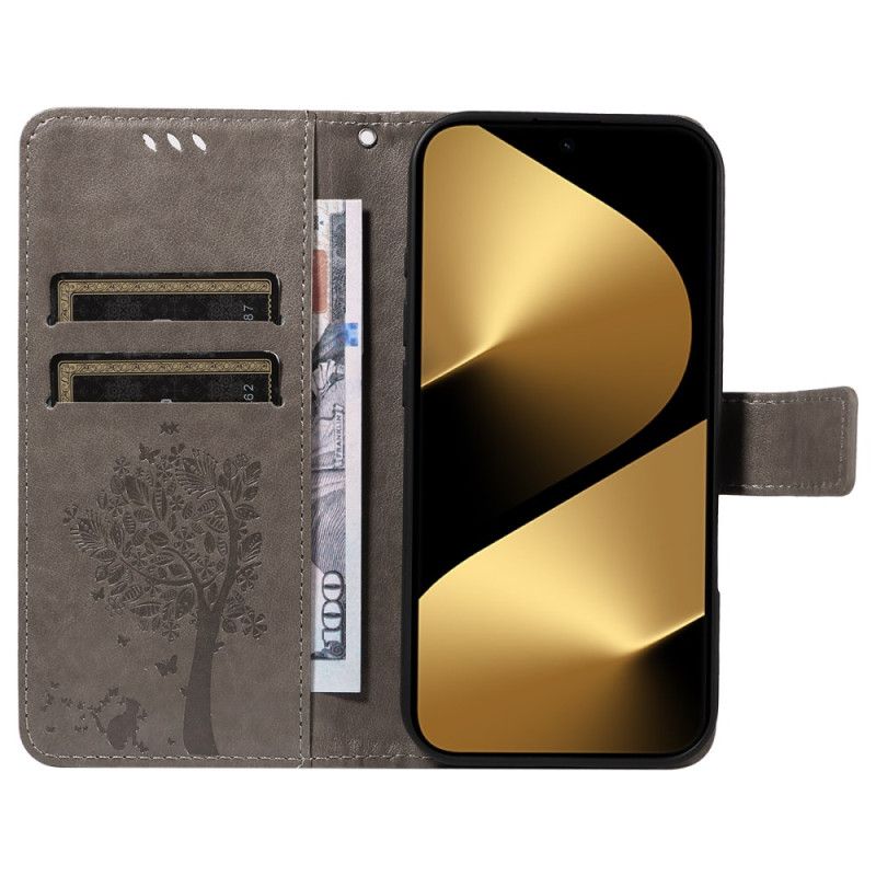 Skórzany Futerał Huawei Pura 80 Ultra Etui Na Telefon Kot I Drzewo