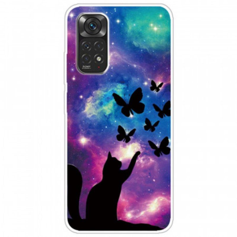 Etui do Xiaomi Redmi Note 11 Pro / 11 Pro 5G Kot I Motyle W Kosmosie