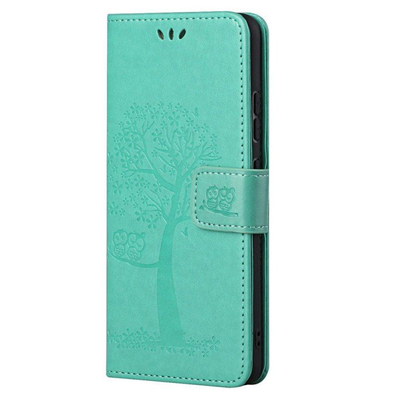 Etui Folio do Xiaomi Redmi Note 11 Pro / 11 Pro 5G z Łańcuch Drzewo Stringów I Sowy