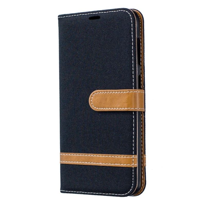 Etui Folio Samsung Galaxy A30 Szary Czarny Efekt Tkaniny I Skóry Etui Ochronne