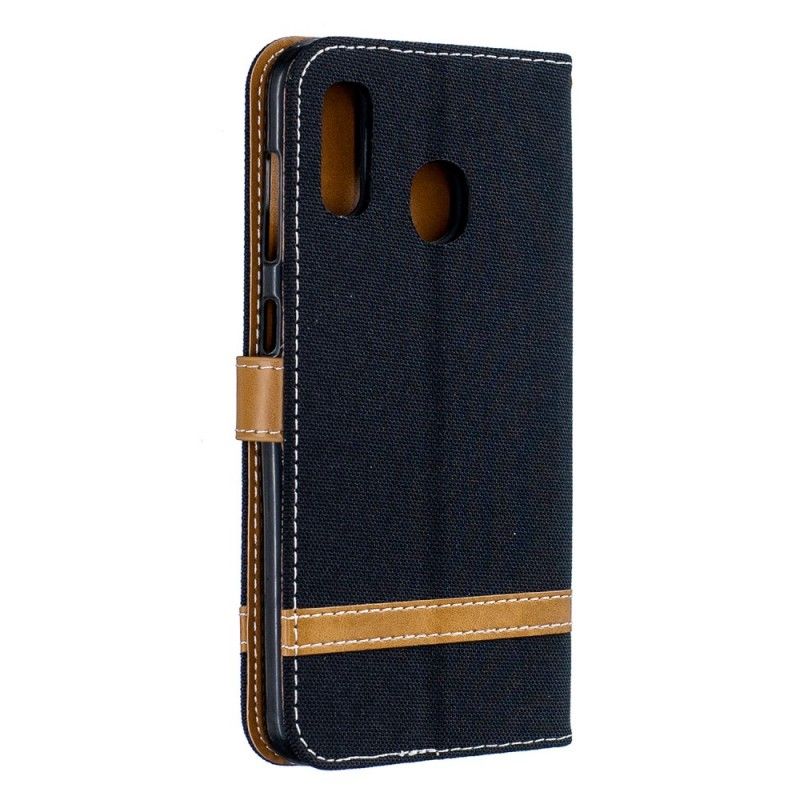 Etui Folio Samsung Galaxy A30 Szary Czarny Efekt Tkaniny I Skóry Etui Ochronne