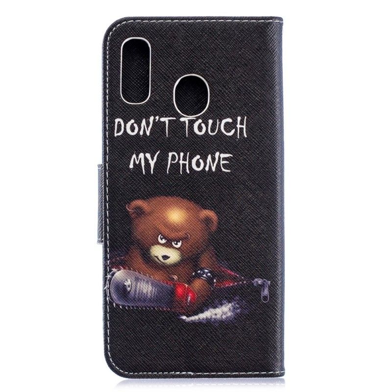 Skórzany Futerał Samsung Galaxy A30 Etui na Telefon Niebezpieczny Niedźwiedź