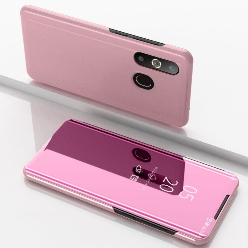 Zobacz Pokrywę Samsung Galaxy A30 Magenta Czarny Lustro I Imitacja Skóry