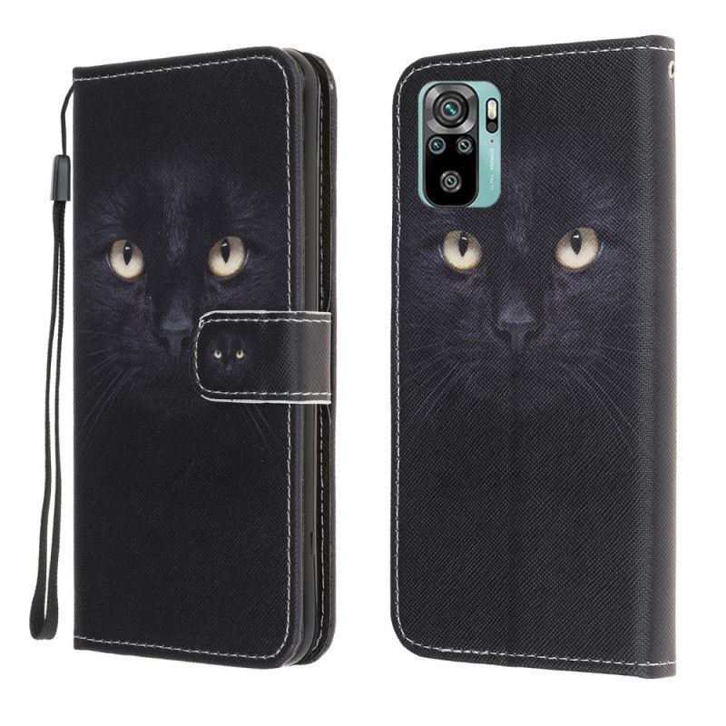 Etui Folio Xiaomi Redmi Note 10 / Note 10S Czarne Oczy Kota Ze Stringami