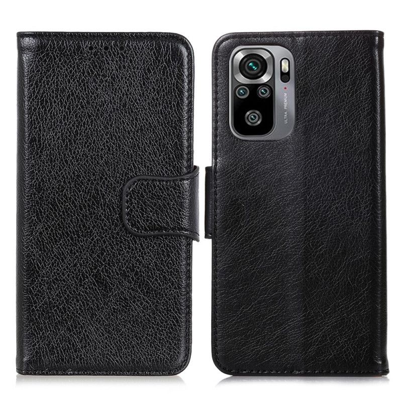 Etui Folio Xiaomi Redmi Note 10 / Note 10S Czerwony Czarny Dwoina Ze Skóry Nappa Etui Ochronne