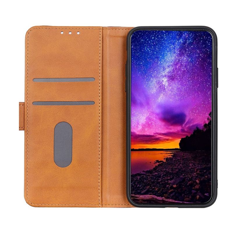 Etui Folio Xiaomi Redmi Note 10 / Note 10S Czerwony Czarny Szwy Z Efektem Skóry Liczi