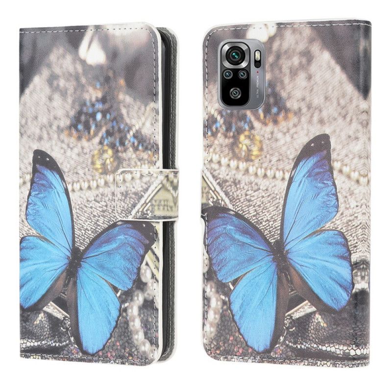 Etui Folio Xiaomi Redmi Note 10 / Note 10S Niebieski Motyl