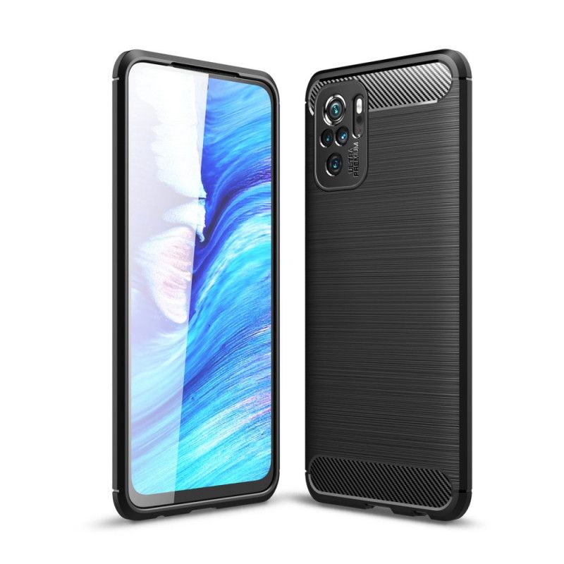 Etui Xiaomi Redmi Note 10 / Note 10S Czerwony Czarny Szczotkowane Włókno Węglowe Etui Ochronne