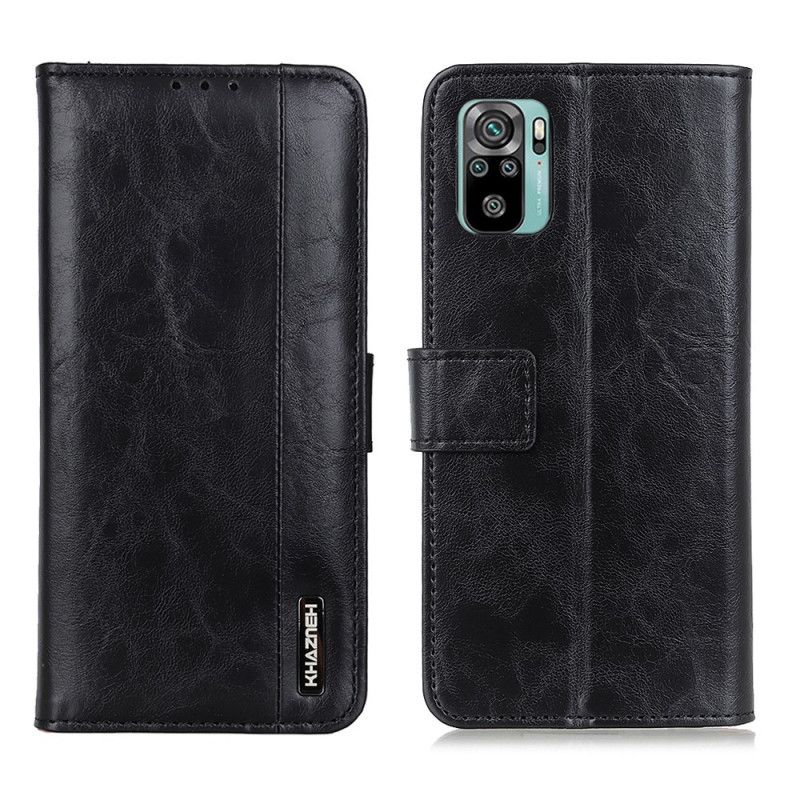 Skórzany Futerał Xiaomi Redmi Note 10 / Note 10S Czerwony Czarny Etui na Telefon Khazneh Elegancja Skórzany Styl