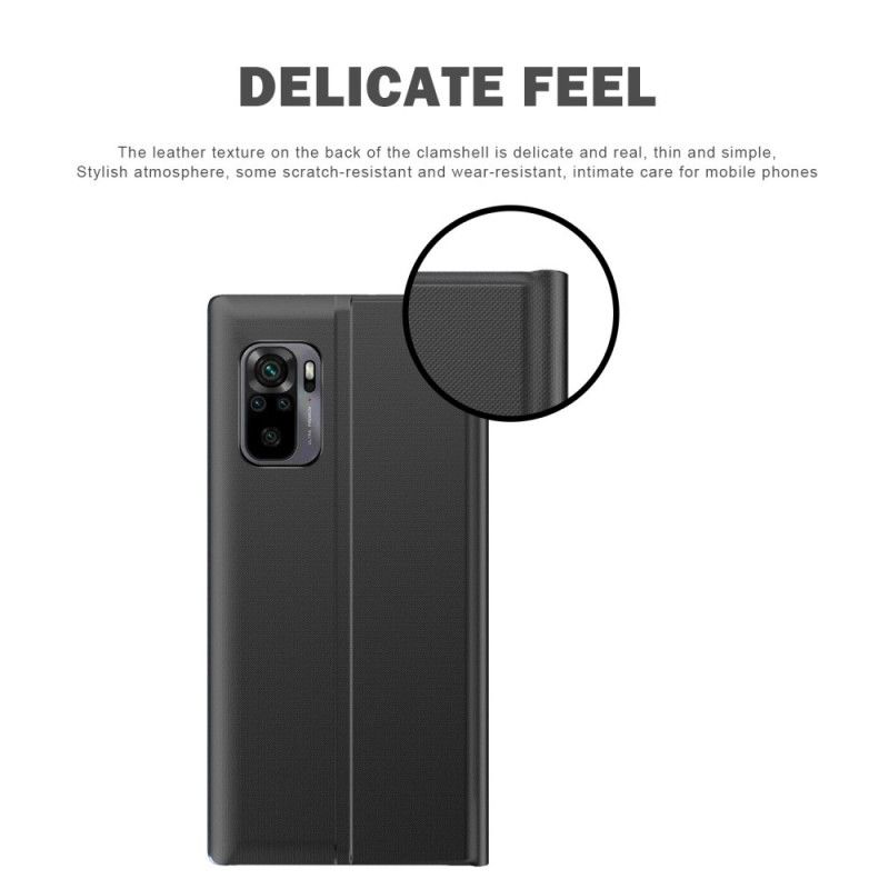 Zobacz Okładkę Teksturowana Sztuczna Skóra Xiaomi Redmi Note 10 / Note 10S Szary Czarny