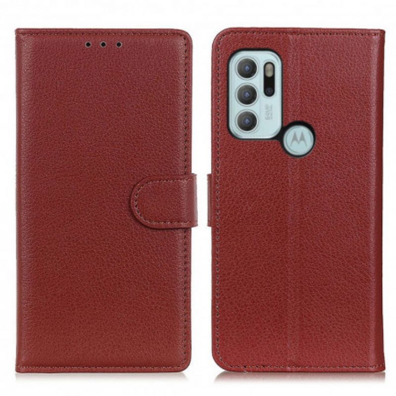 Etui Folio Moto G60s Tradycyjne Liczi Sztuczna Skóra Etui Ochronne