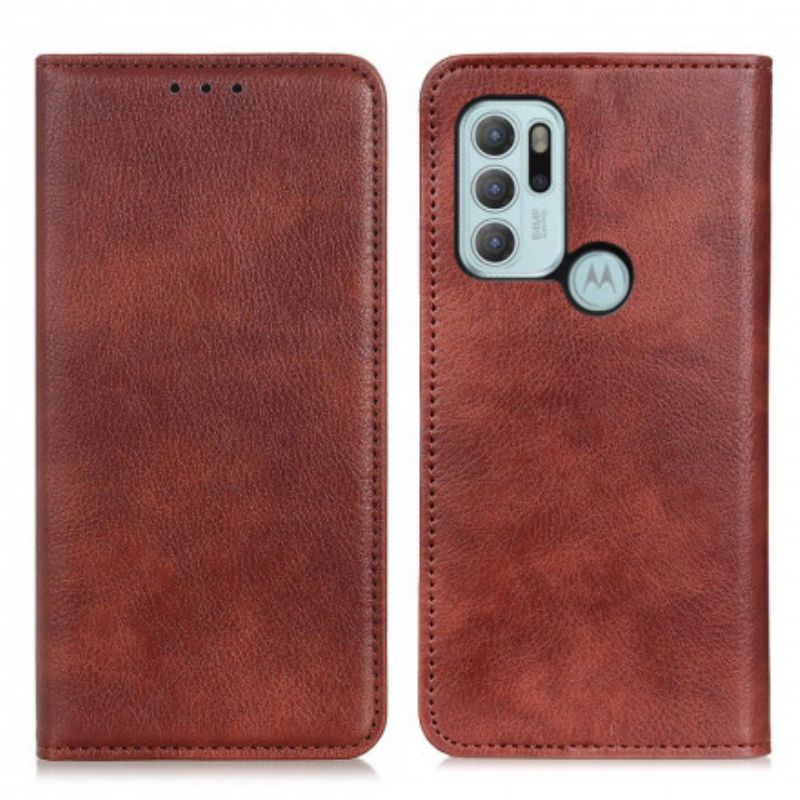 Flip Kotelot Moto G60s Elegance Split Liczi Skóra