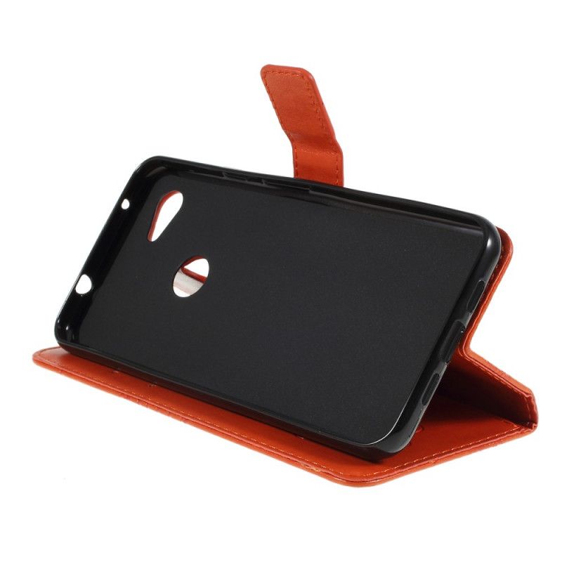 Etui Folio Google Pixel 3A Czerwony Szary Gigantyczne Motyle Stringi
