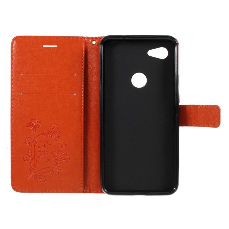 Etui Folio Google Pixel 3A Czerwony Szary Gigantyczne Motyle Stringi