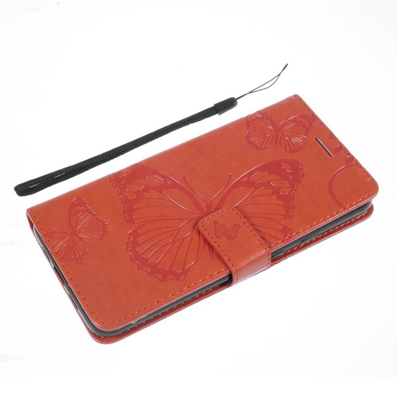 Etui Folio Google Pixel 3A Czerwony Szary Gigantyczne Motyle Stringi
