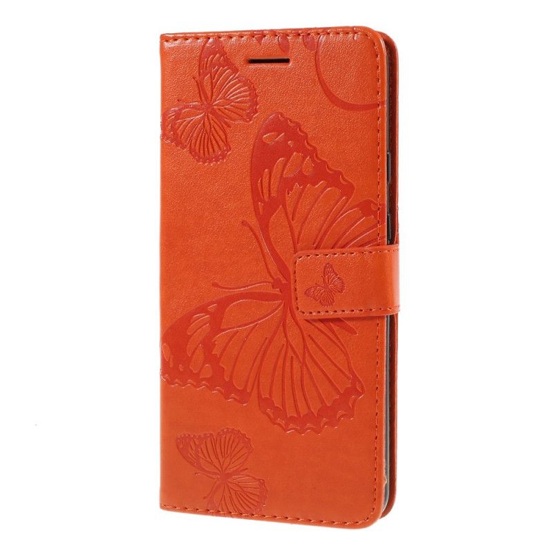 Etui Folio Google Pixel 3A Czerwony Szary Gigantyczne Motyle Stringi