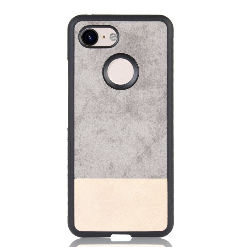 Etui Google Pixel 3 Szary Czarny Dwukolorowa Imitacja Skóry Etui Ochronne