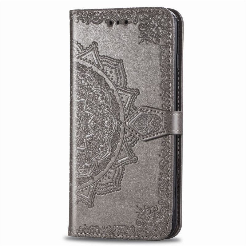 Etui Folio iPhone 11 Szary Czarny Mandala W Średnim Wieku Etui Ochronne