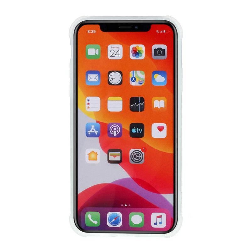 Etui iPhone 11 Pomarańczowy Biały Elastyczny Silikonowy Marmur Etui Ochronne