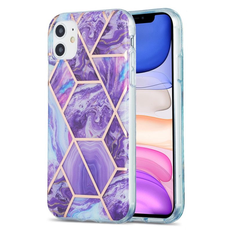 Etui iPhone 11 Zielony Różowy Efektowny Geometryczny Marmur Etui Ochronne