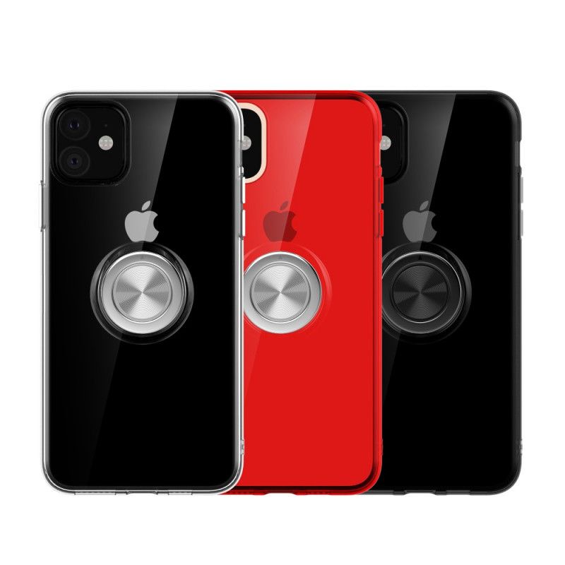 Futerały iPhone 11 Czerwony Czarny Etui na Telefon Przezroczysty Z Pierścieniem Nośnym