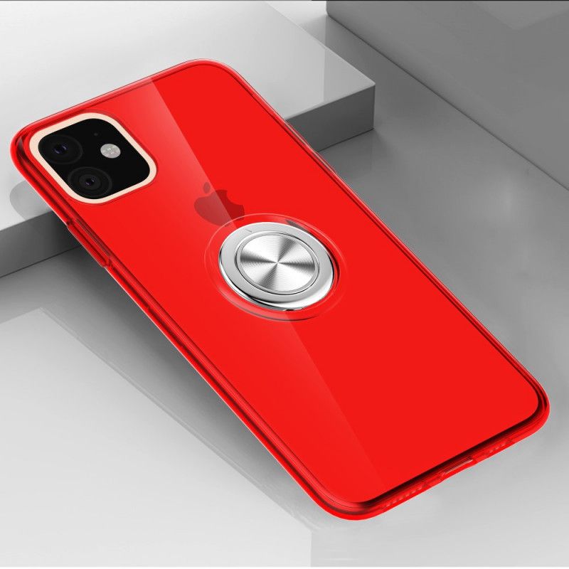 Futerały iPhone 11 Czerwony Czarny Etui na Telefon Przezroczysty Z Pierścieniem Nośnym