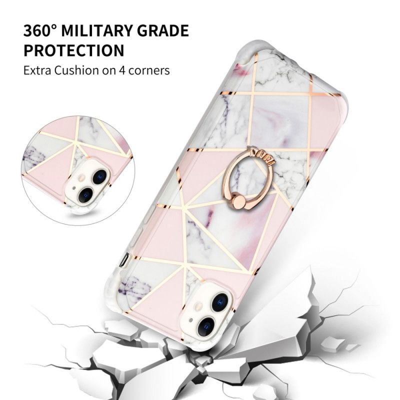 Futerały iPhone 11 Różowy Magenta Geometryczny Marmur Z Pierścieniem Nośnym