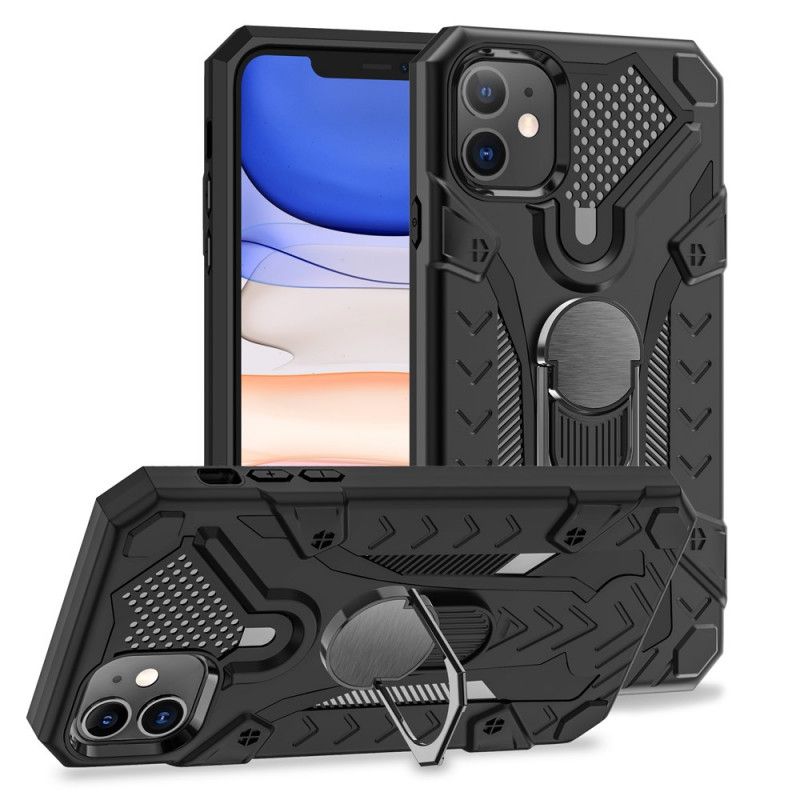Futerały iPhone 11 Szary Czarny Etui na Telefon Zbroja Z Pierścieniem Podtrzymującym