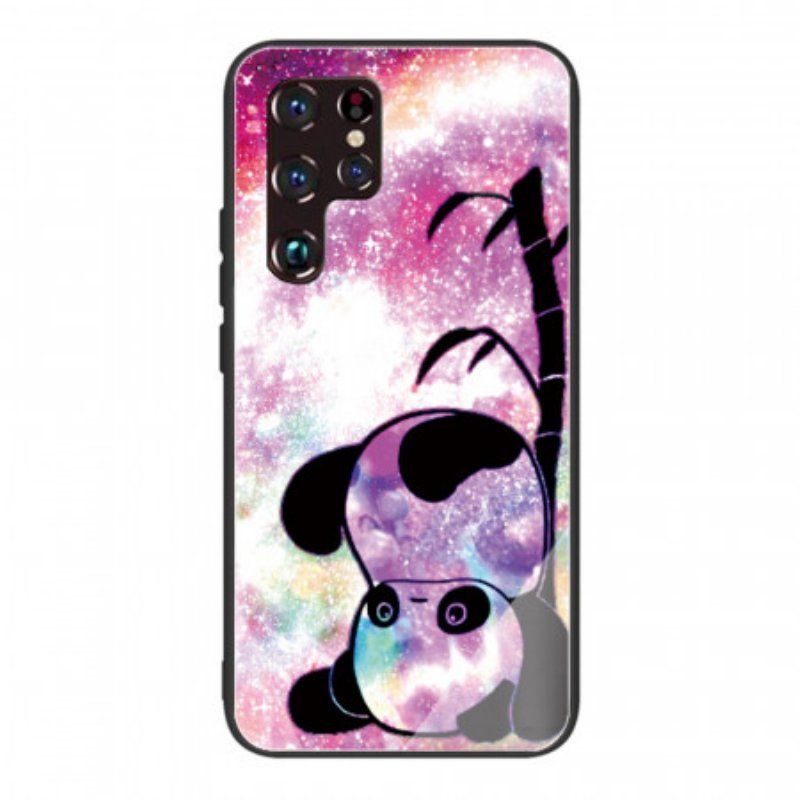 Etui do Samsung Galaxy S22 Ultra 5G Panda I Bambusowe Szkło Hartowane