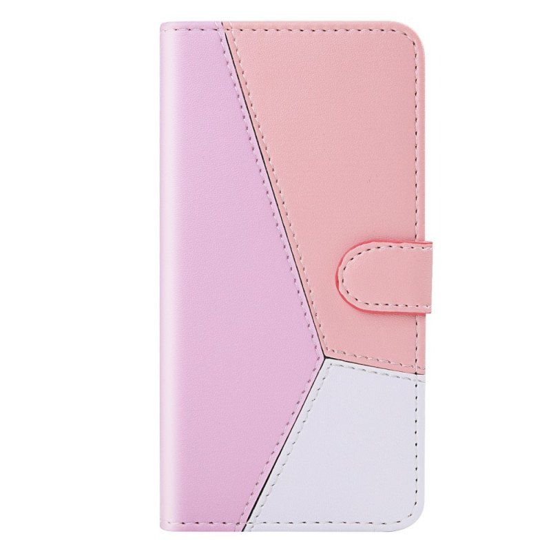 Etui Folio do Samsung Galaxy S22 Ultra 5G Trójkolorowy Efekt Skóry