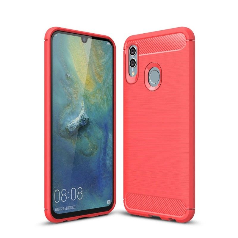 Etui Honor 10 Lite Czerwony Czarny Szczotkowane Włókno Węglowe