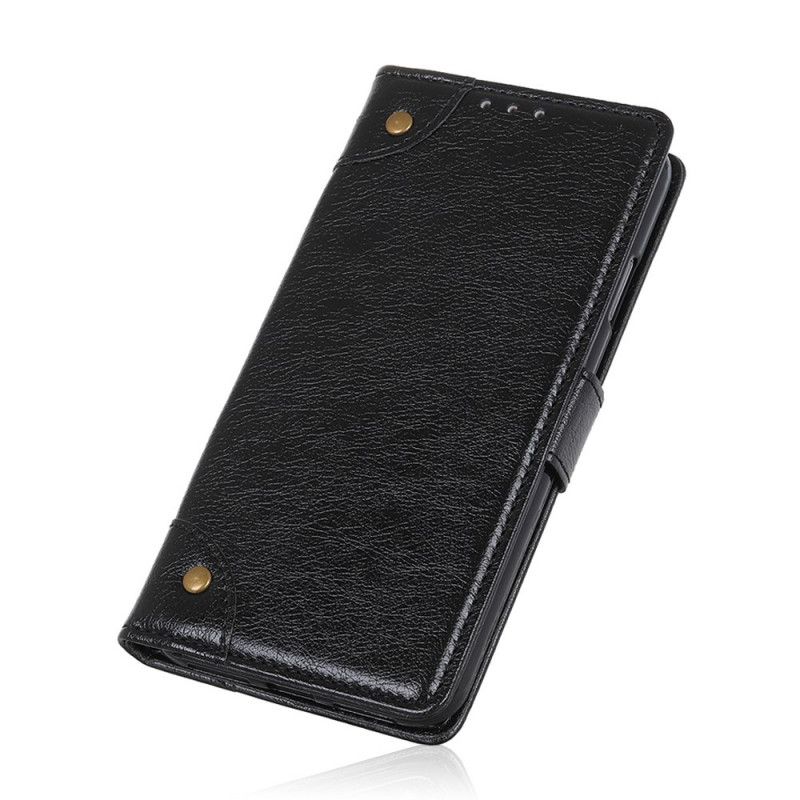 Etui Folio Samsung Galaxy M51 Czerwony Czarny Efekt Antycznej Skóry Nappa Etui Ochronne