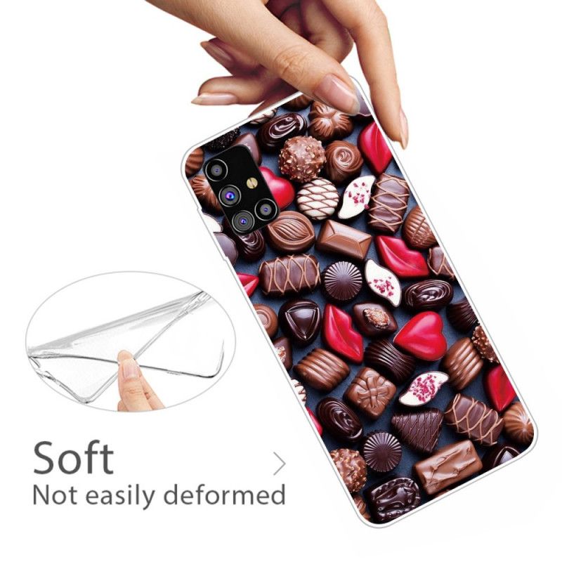 Etui Samsung Galaxy M51 Ciemnobrązowy Brązowy Elastyczna Czekolada Etui Ochronne