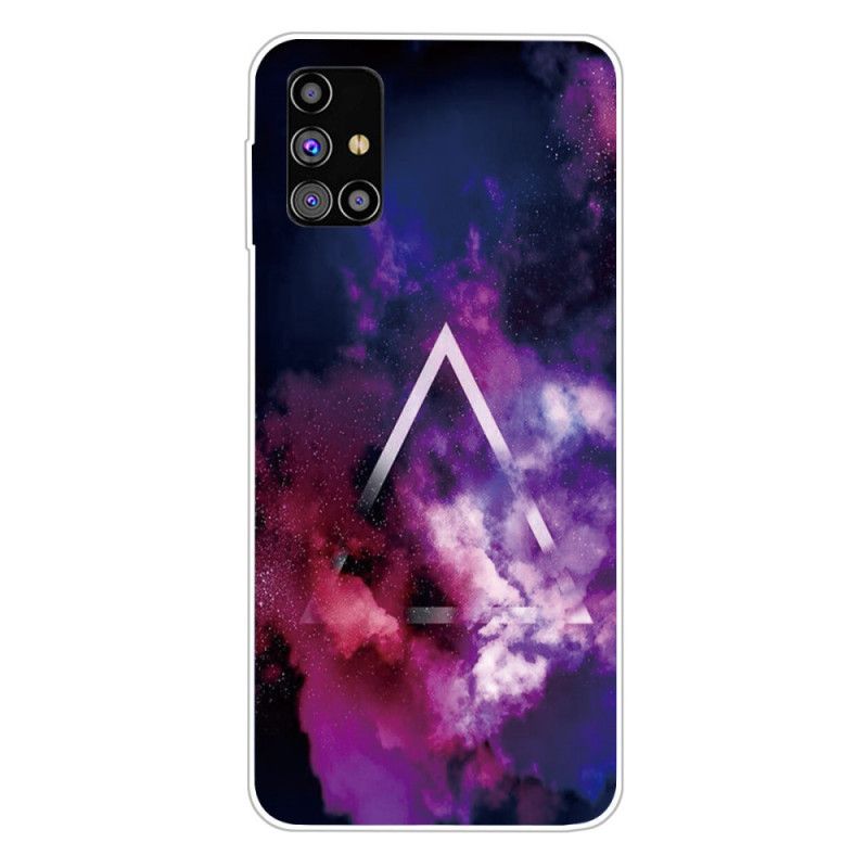 Etui Samsung Galaxy M51 Różowy Szary Elastyczna Geometria