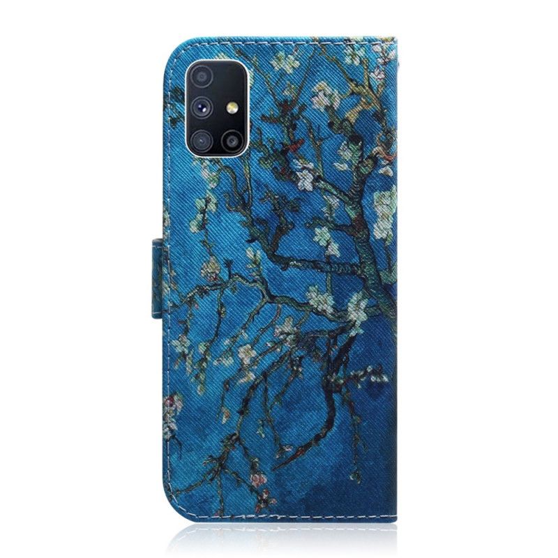 Skórzany Futerał Samsung Galaxy M51 Etui na Telefon Kwitnąca Gałąź