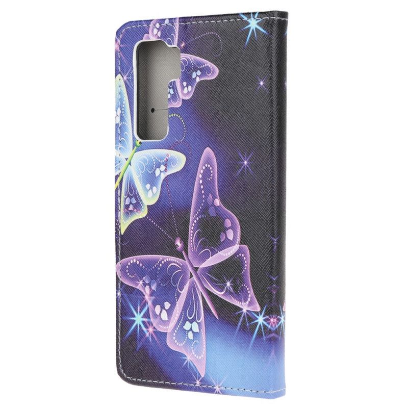 Etui Folio Huawei P40 Lite 5G Fioletowy Jasnoniebieski Motyle I Kwiaty