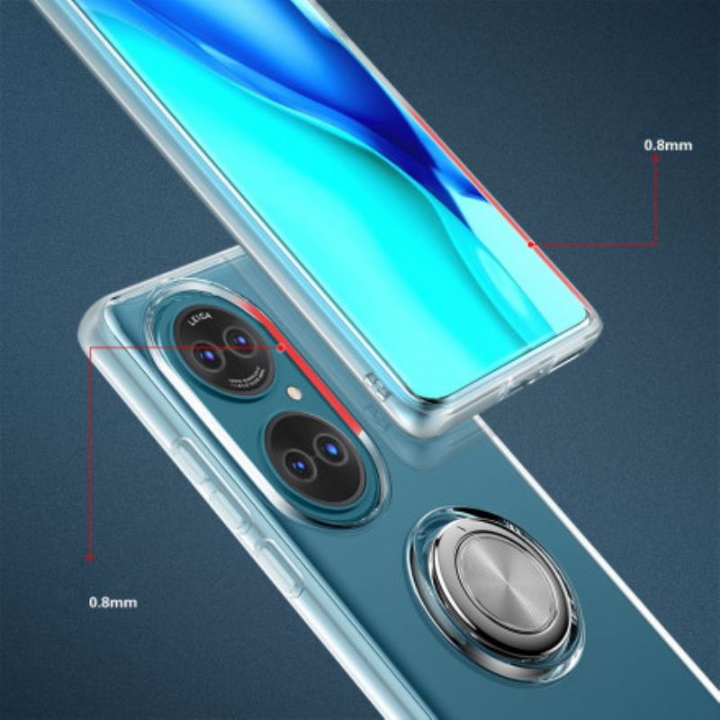 Etui Huawei P50 Przezroczysty Prosty Metalowy Pierścień
