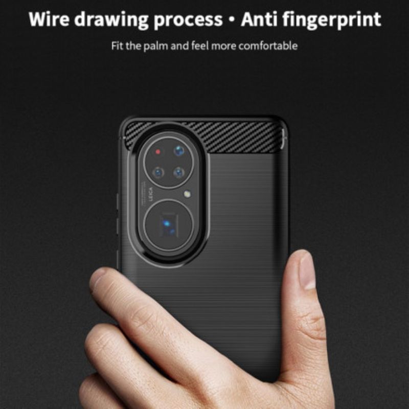 Futerały Huawei P50 Etui Na Telefon Szczotkowane Włókna Węglowe Mofi