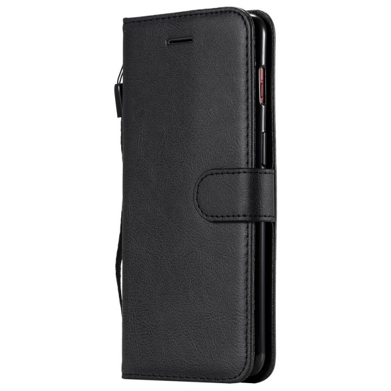 Etui Folio OnePlus 7 Czarny Efekt Skóry Z Paskiem