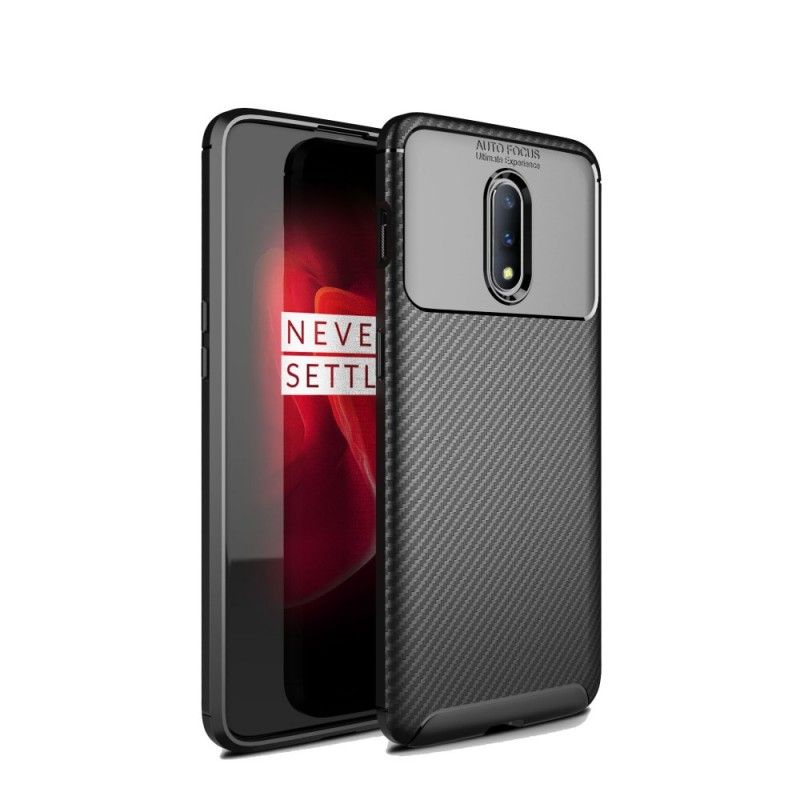 Etui OnePlus 7 Granatowy Czarny Elastyczna Tekstura Włókna Węglowego